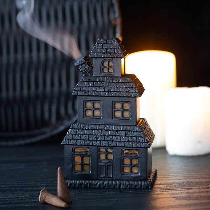 Black Haunted House Incense Cone Holder Product Code